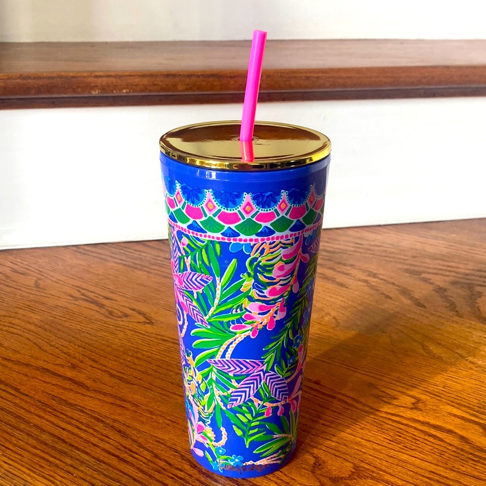 Lilly Pulitzer Insulated Tumbler with Lid and Straw, 24Oz Travel Cup Great Shape